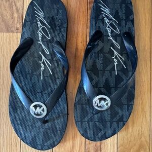 Michael Kors Black Signature Flip Flops